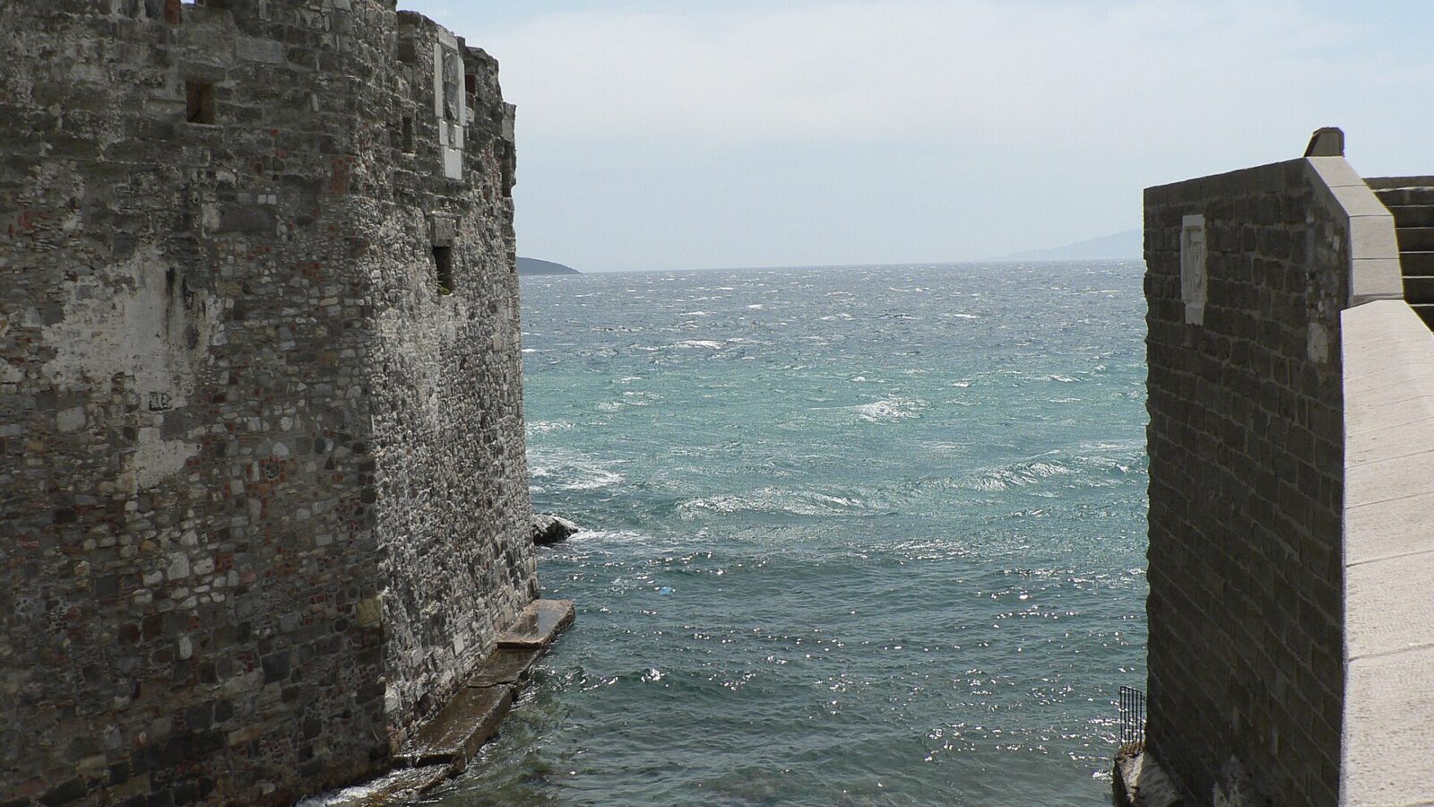Inside Bodrum Castle, along the seaward wall