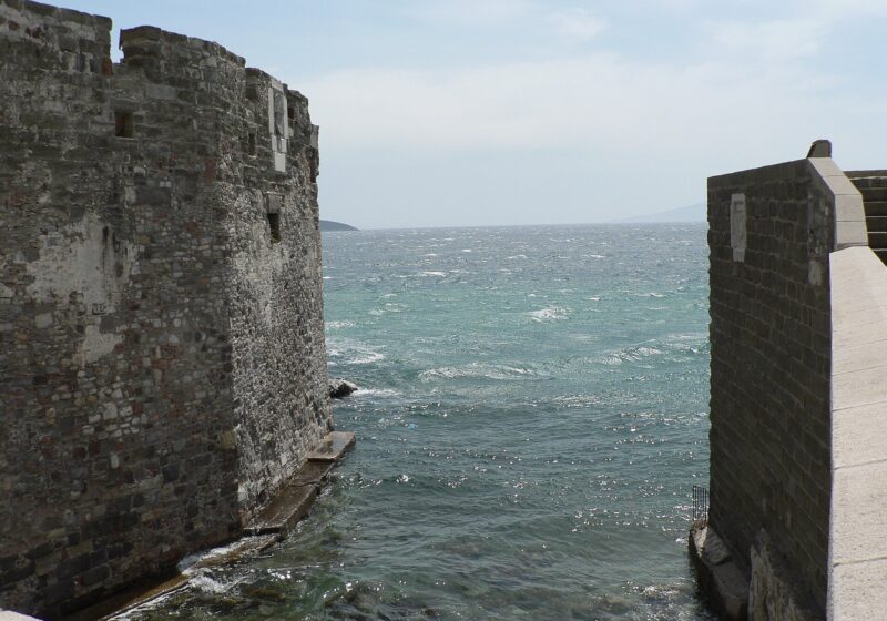 Inside Bodrum Castle, along the seaward wall