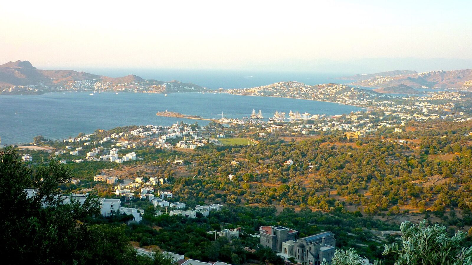 Yalıkavak bay, as seen from a hilltop to the south of the bay; taken late afternoon in early September 2011